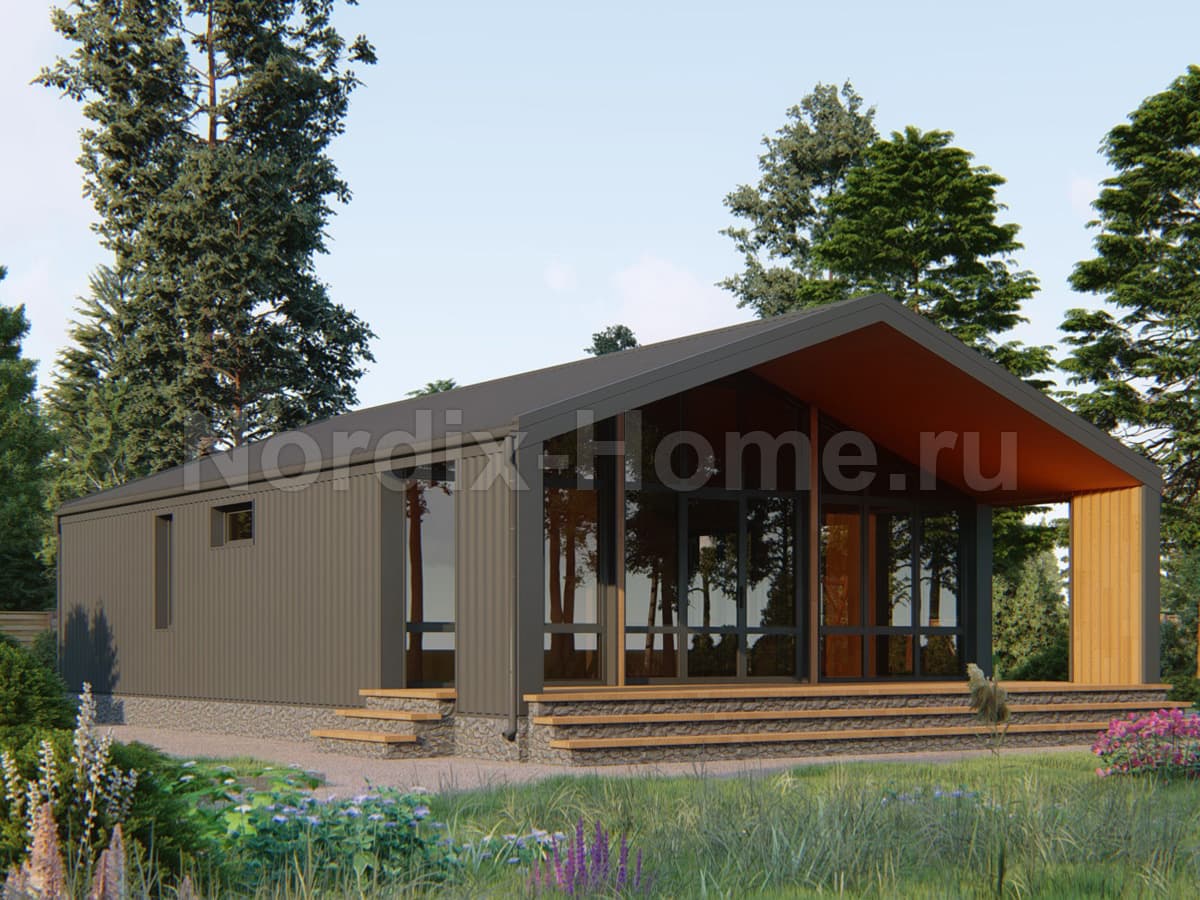 Проект каркасного дома Halden, барнхаус 83,9 м2, 1 этаж, 2 спальни