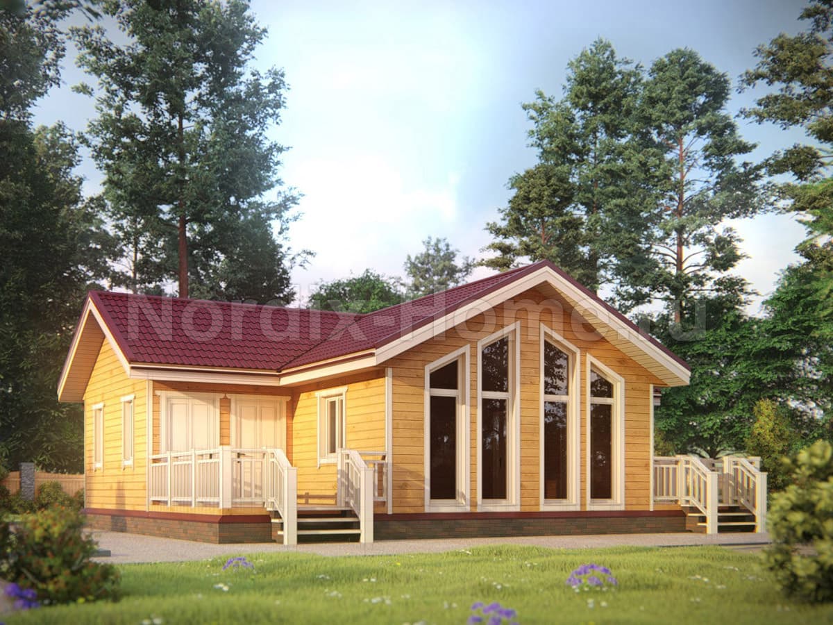 Проект каркасного дома Malmo, классика 102,4 м2, 1 этаж, 2 спальни